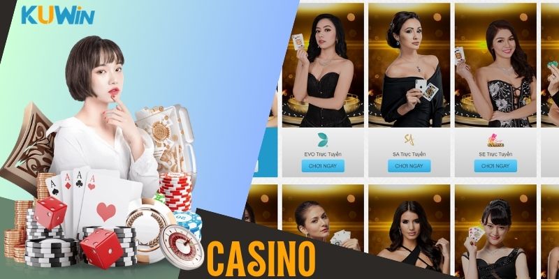 Tổng quan sảnh Casino trên trang chủ thương hiệu KUWIN